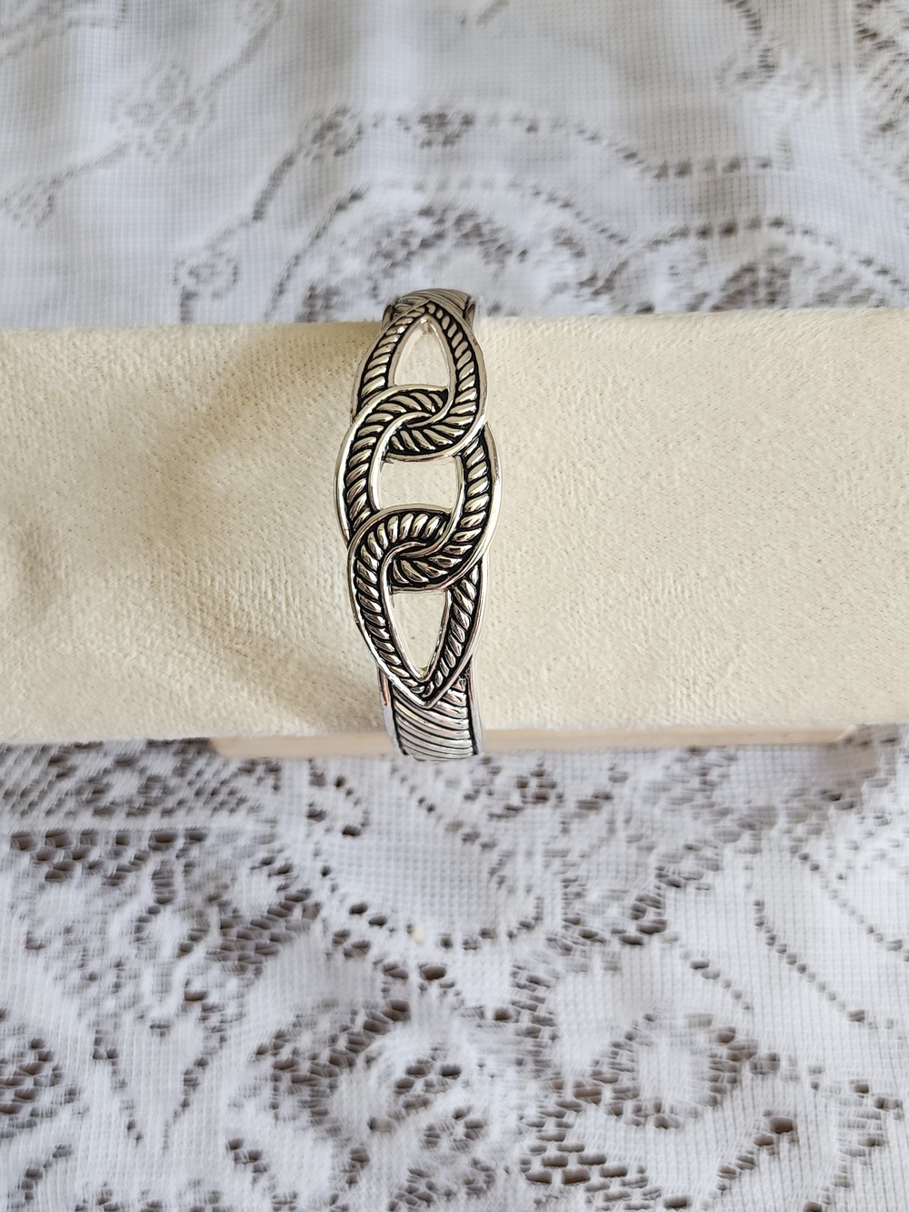 Silver-Tone Linked Knot Bangle Bracelet - Women Jewelry